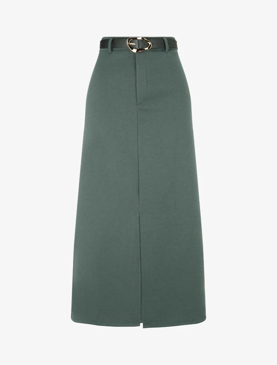 Rechte effen rok met split - Khaki