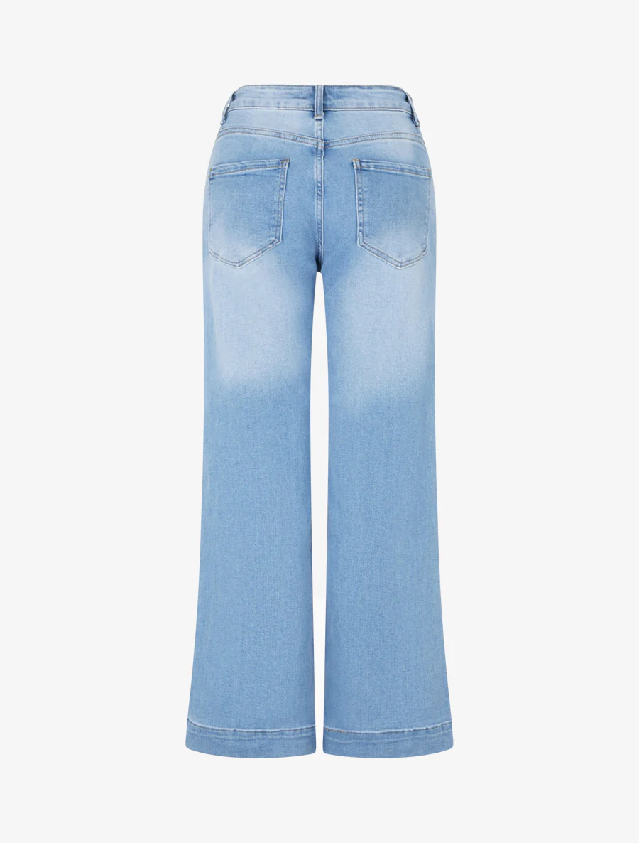 Rechte jeans in grote maat met decoratieve knopen - Lichtblauw - Image 2