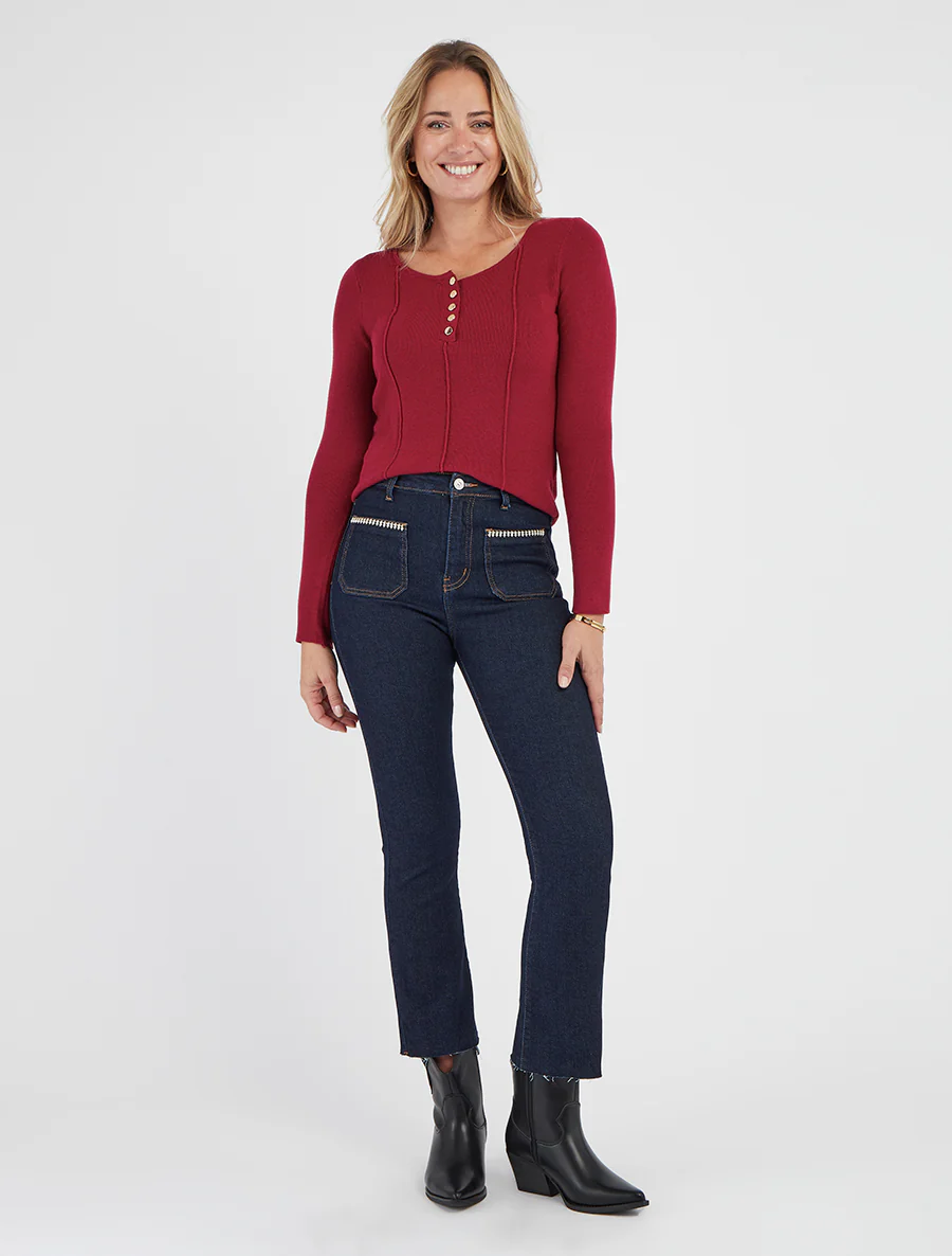 Rechte jeans met strasszakken - Blauw - Image 4