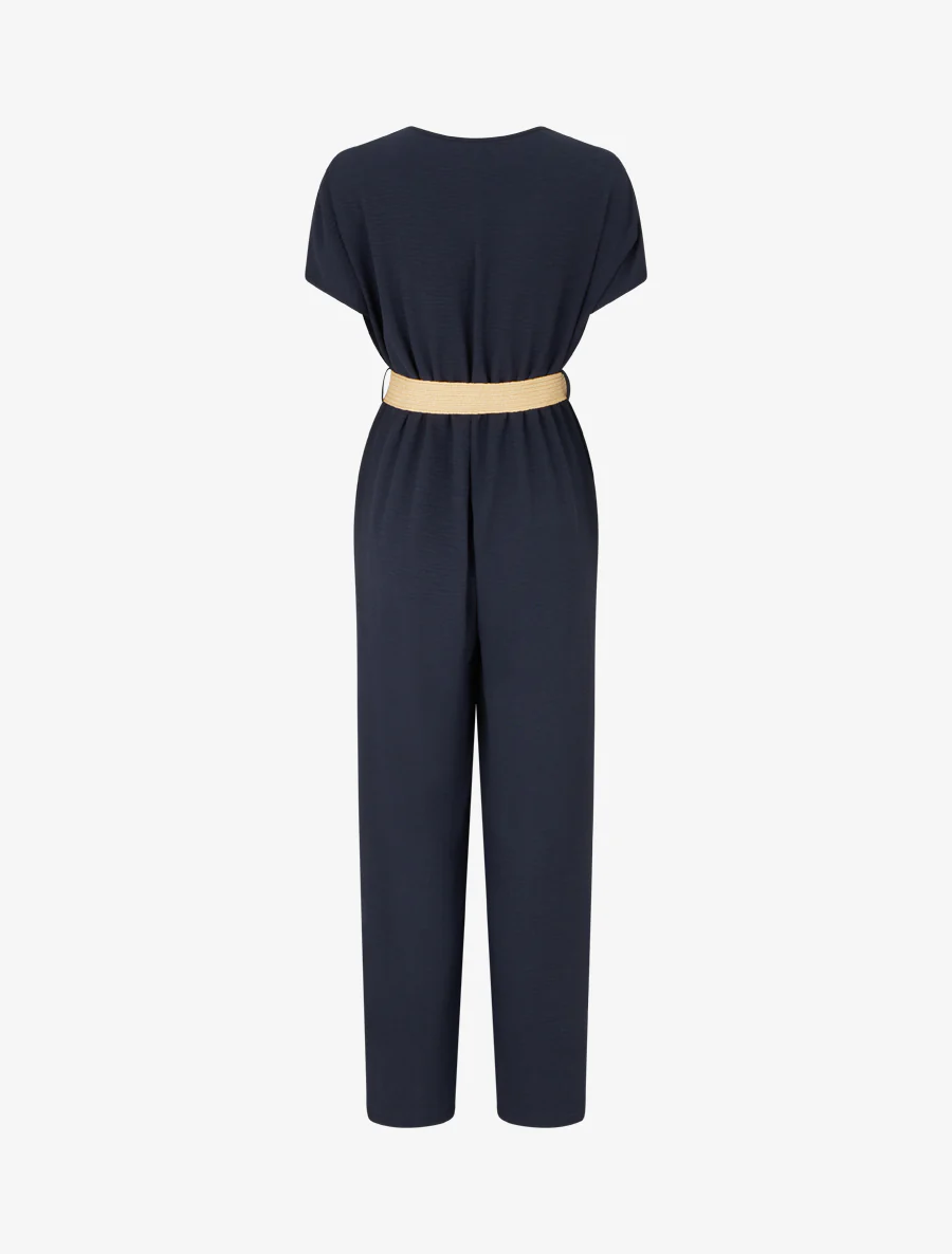 Rechte jumpsuit met korte mouwen - Marine - Image 2