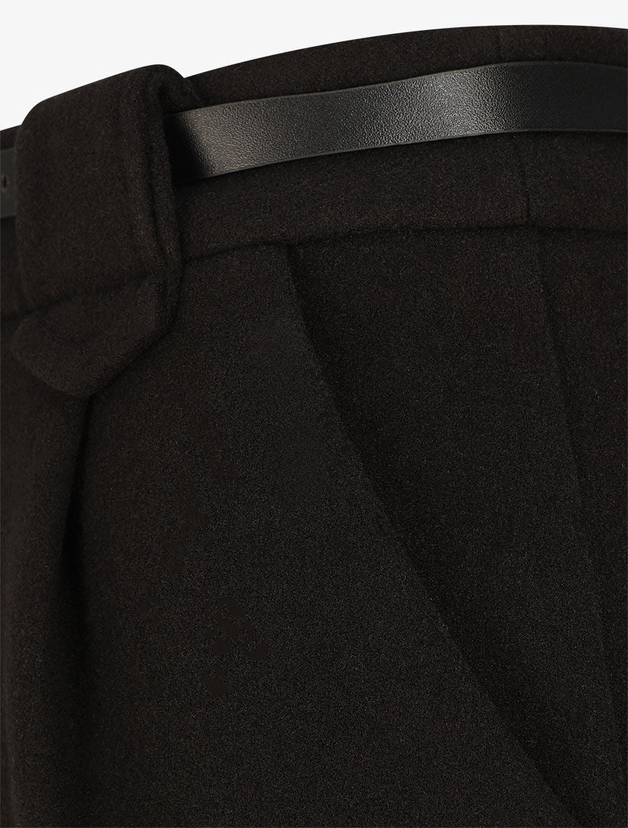 Rechte korte broek van vilt - zwart - Image 3