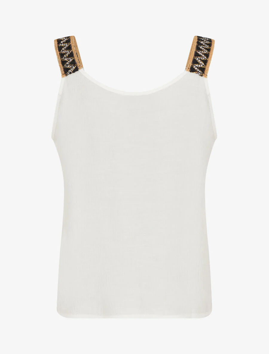 Rechte tanktop met V-hals en fancy bandjes - wit - Image 2