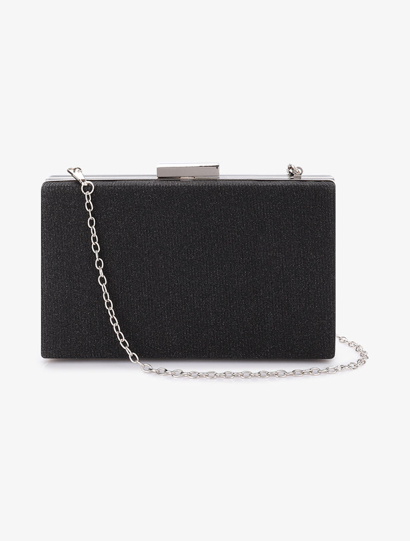 Rechthoekige clutch met pailletten en ring sluiting - Zwart - Image 3