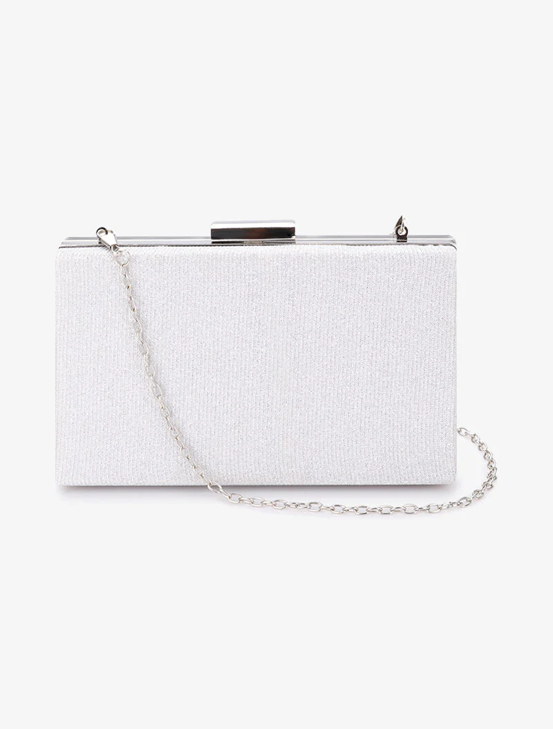 Rechthoekige clutch met pailletten en ring sluiting - Zilver - Image 3