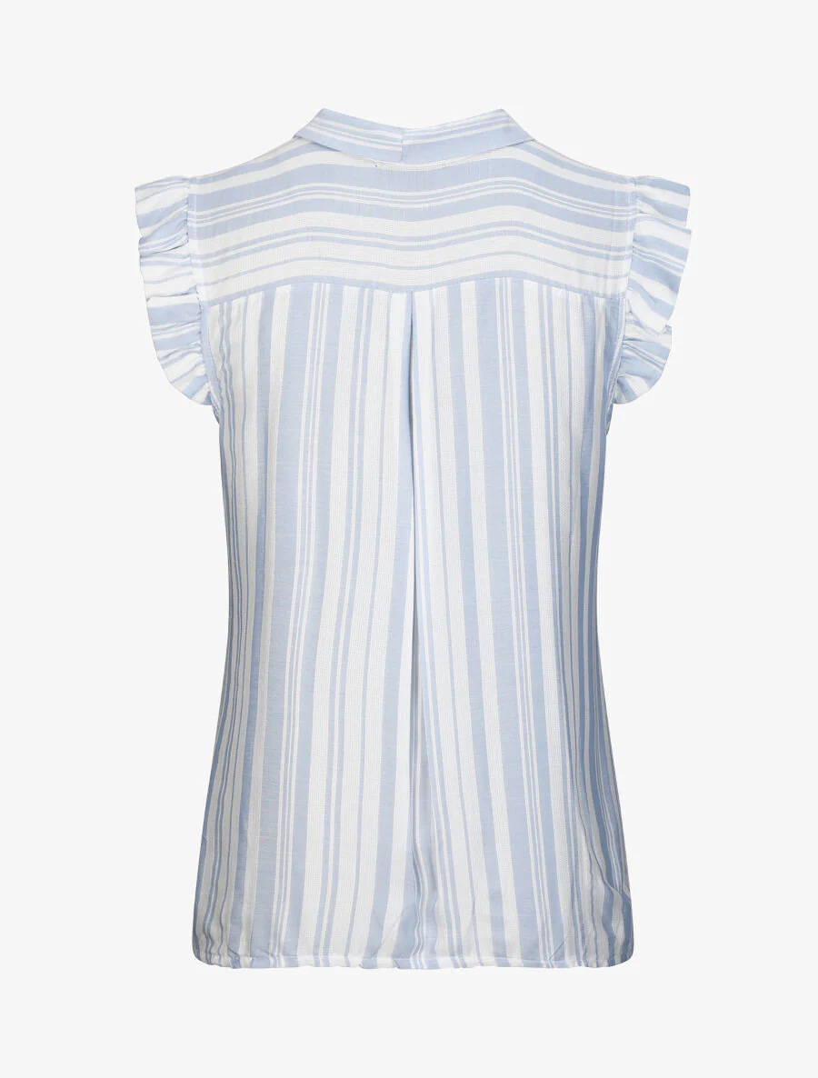 Rechts gestreepte kraag col blouse - Lichtblauw - Image 2