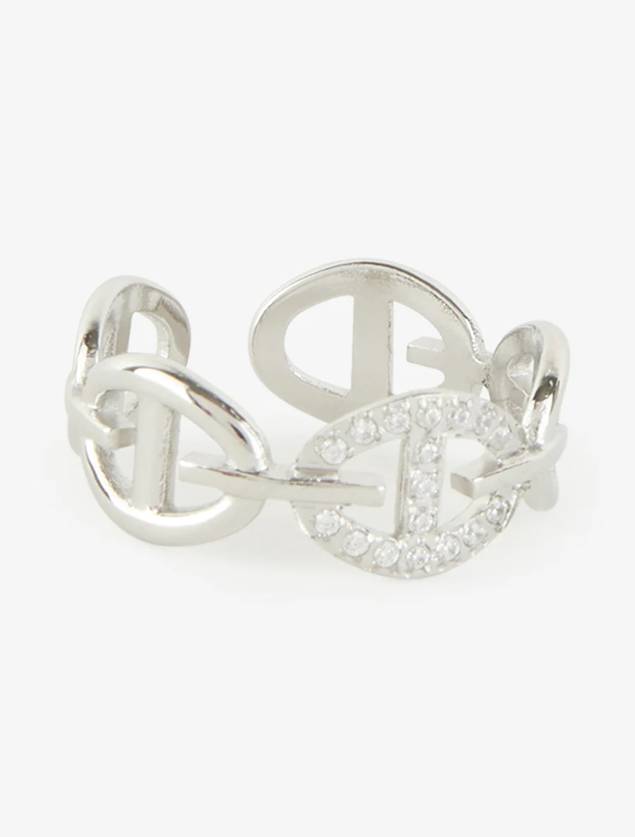 Ring in zeemansschakelsstijl met strass-steentjes - Geld - Image 2