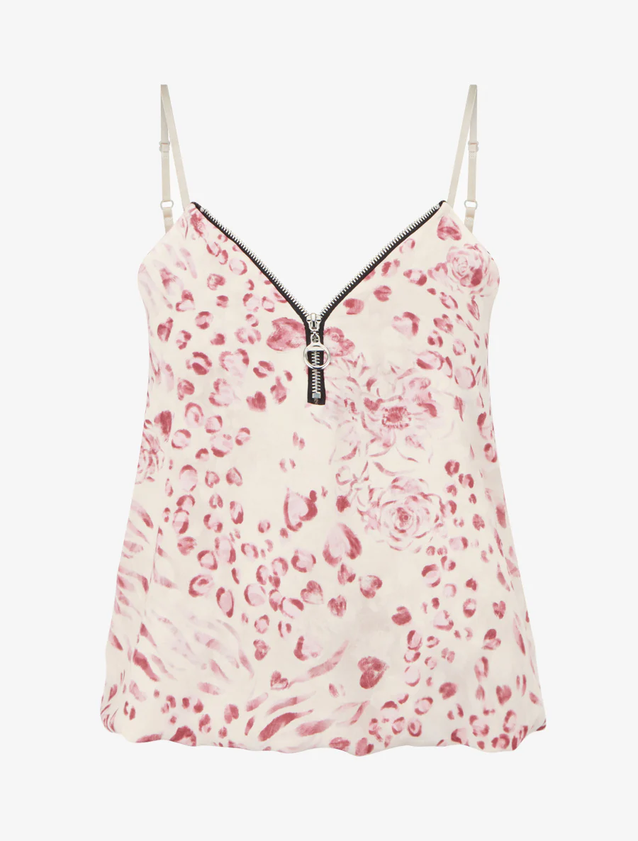 Ritsvest met bloemen en luipaardprint - Roos