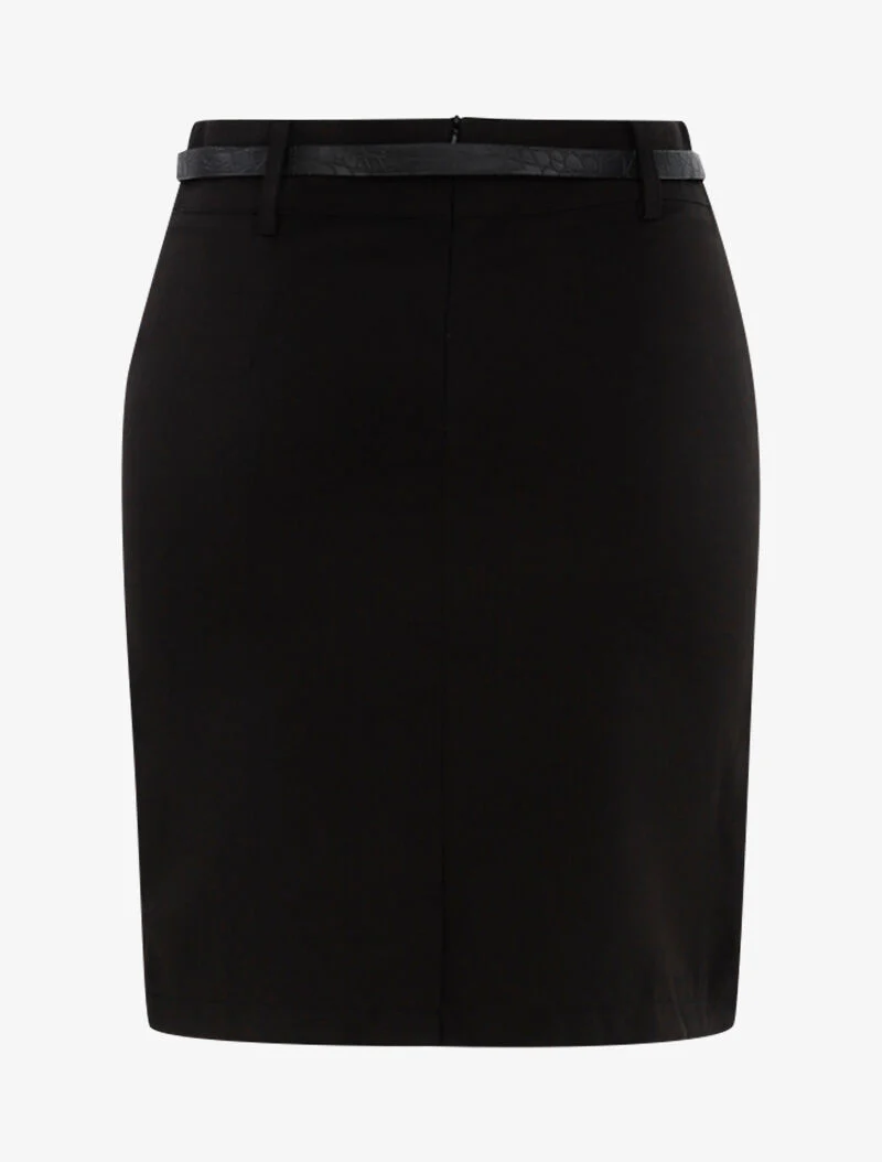 Effen rok met riem - zwart - Image 2