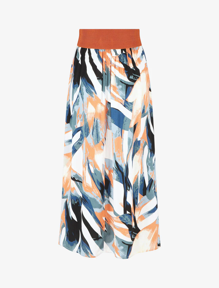 Rok met abstracte print - Koraal - Image 2