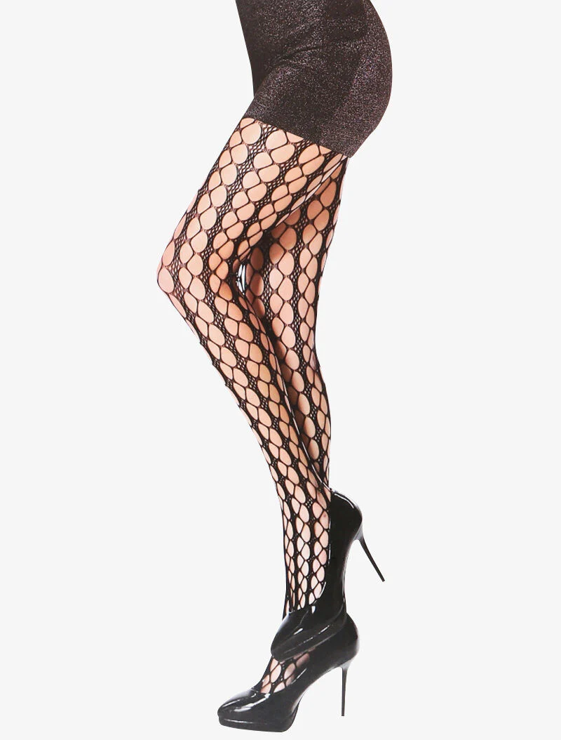 Visnetpanty's met grafische ronde opengewerkte stijl - zwart