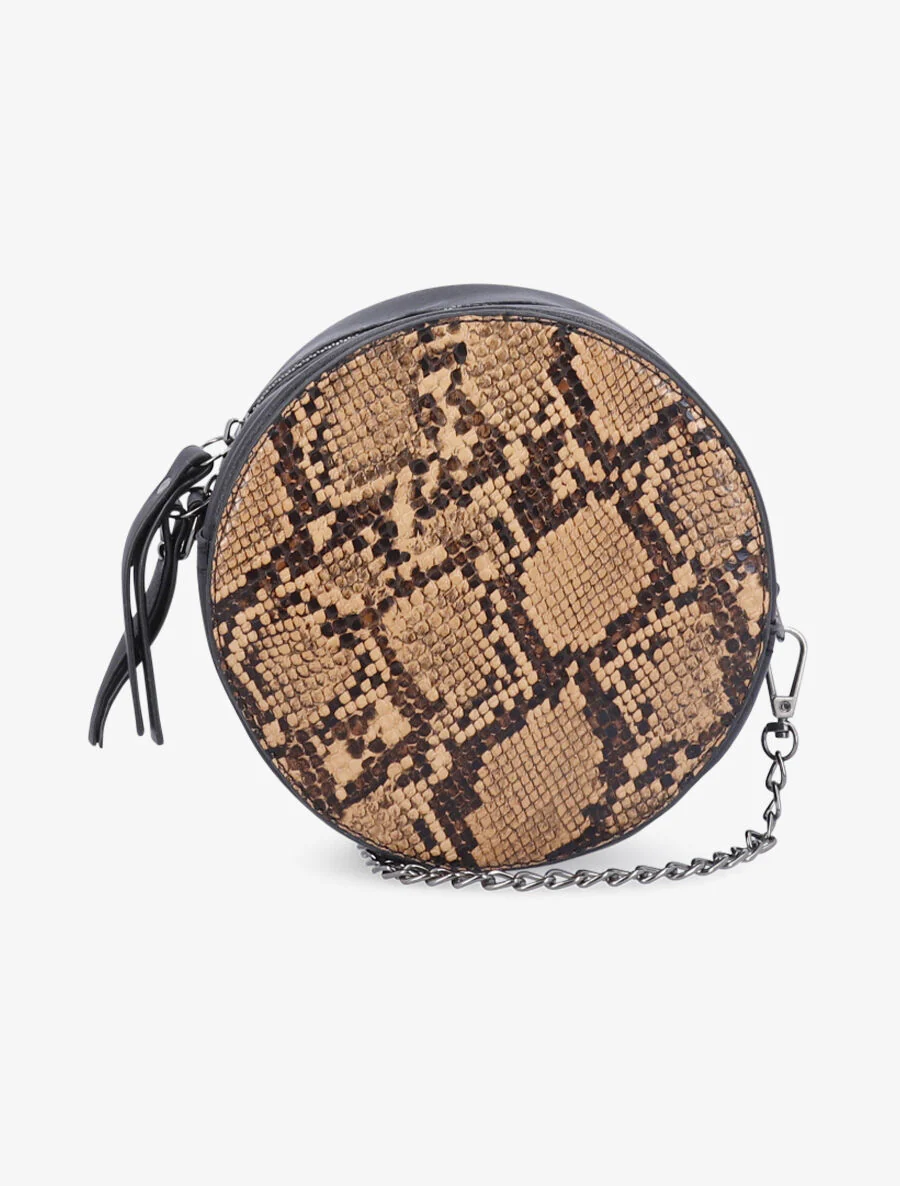 Ronde minaudière met pythonprint - beige