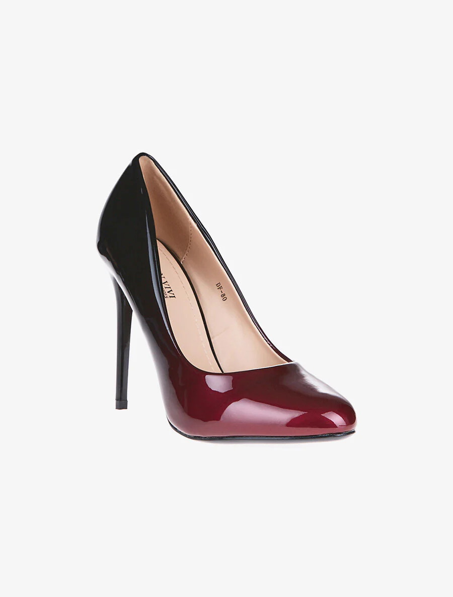 Ronde neus pumps in vernis met kleurverloop - bordeaux - Image 2