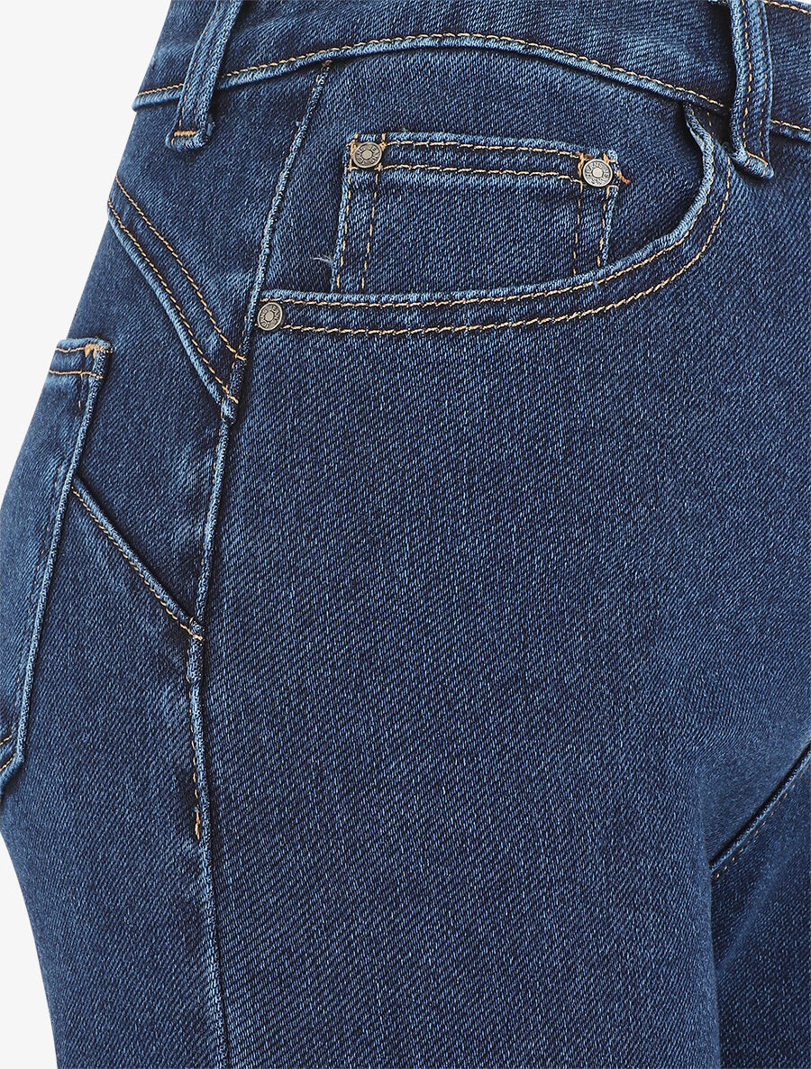 Ruimvallende jeans met hoge taille - Onbewerkt blauw - Image 3