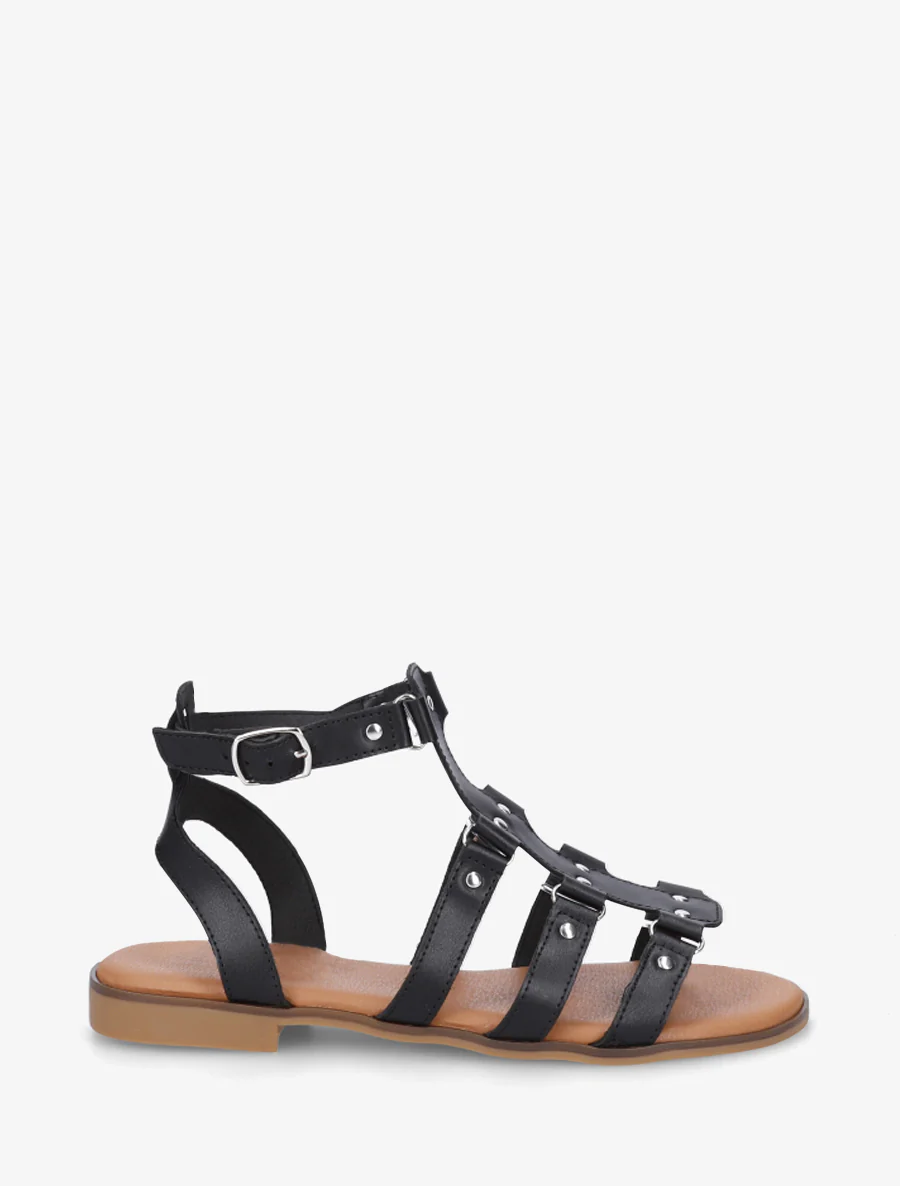 Sandalen in imitatieleer met studs in gladiatorstijl - Zwart