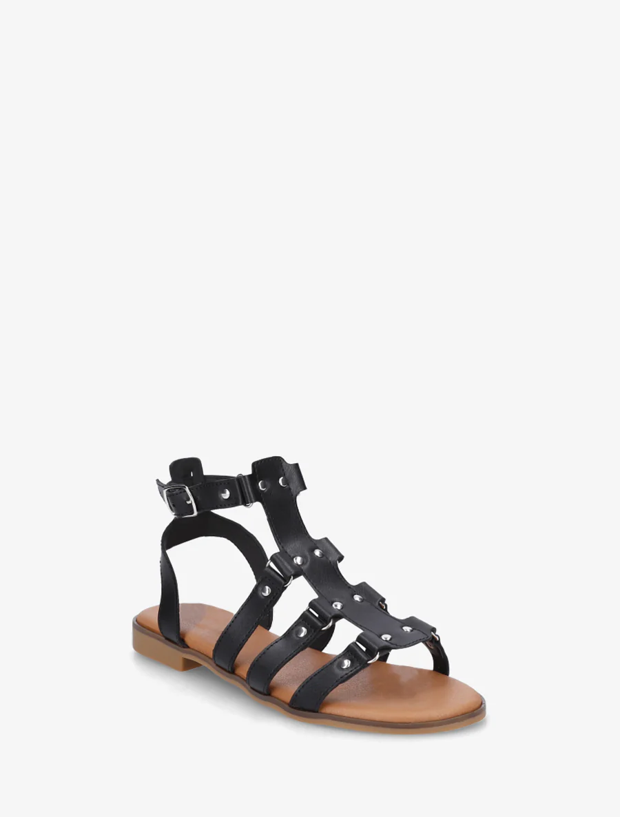 Sandalen in imitatieleer met studs in gladiatorstijl - Zwart - Image 2
