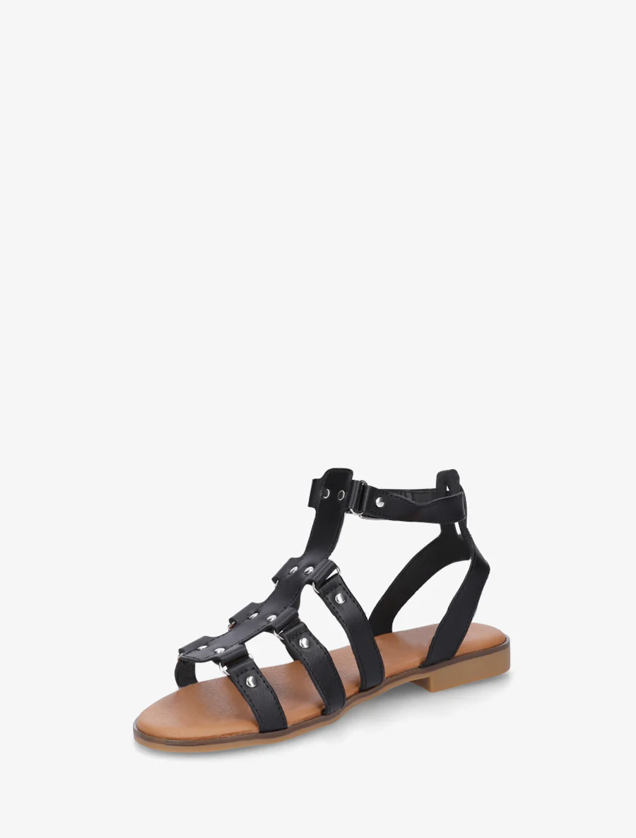 Sandalen in imitatieleer met studs in gladiatorstijl - Zwart - Image 3
