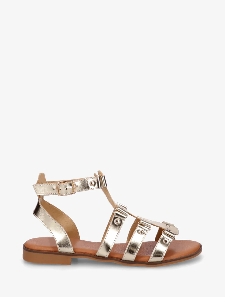Sandalen in imitatieleer met studs in gladiatorstijl - Goud