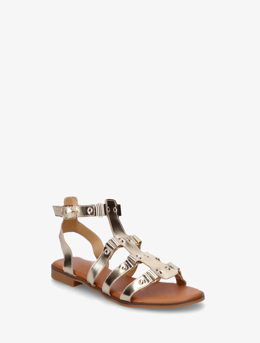 Sandalen in imitatieleer met studs in gladiatorstijl - Goud - Image 2