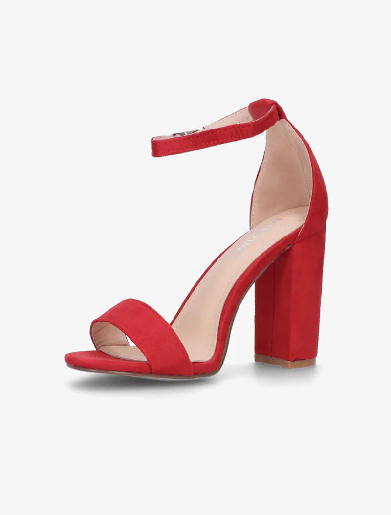 Sandalen van suèdine met blokhak - rood - Image 4