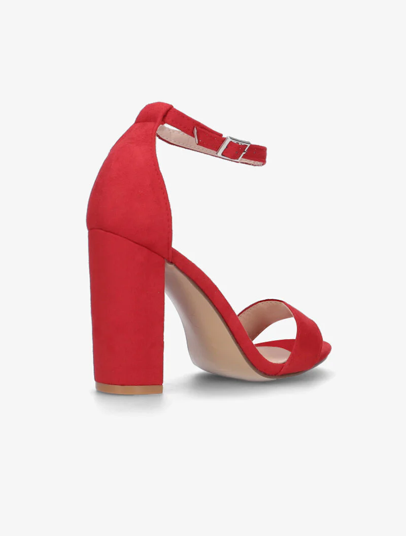Sandalen van suèdine met blokhak - rood - Image 5