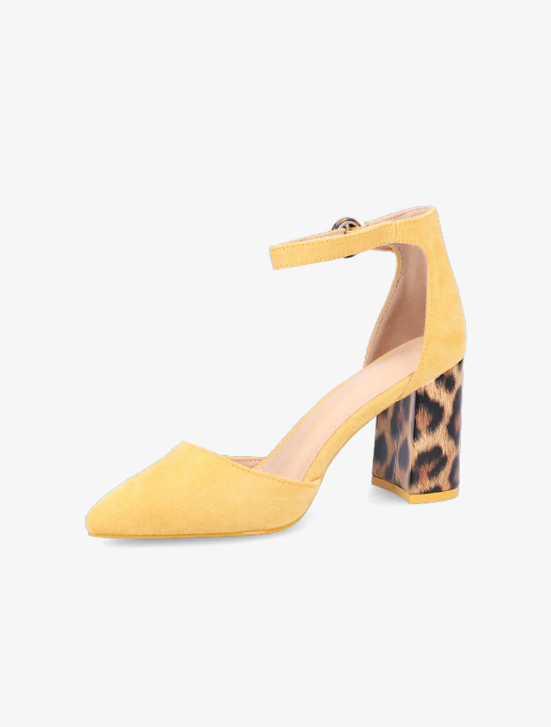 Blokhak sandalen met luipaardprint - geel - Image 3
