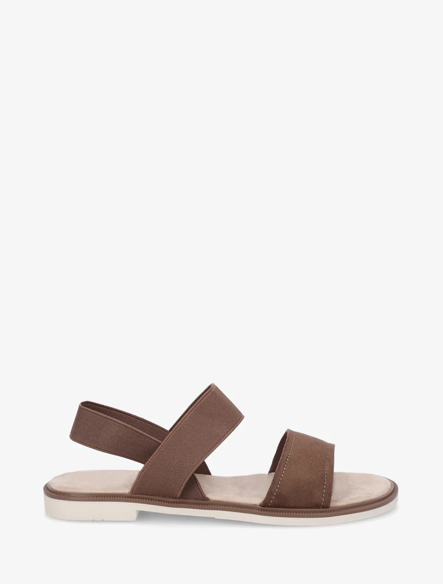 Sandalen met elastische enkelband. - Bruin