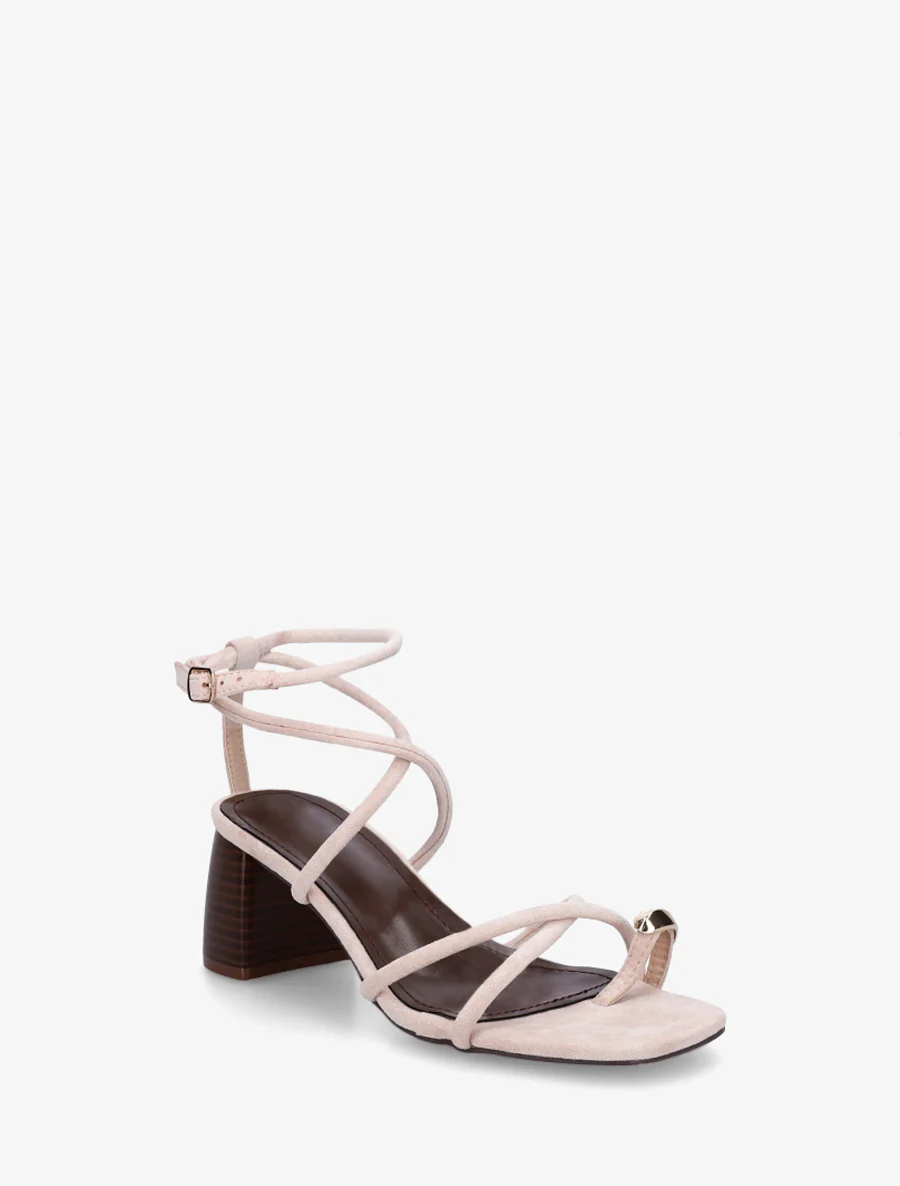 Sandalen met fijne bandjes en metalen inzetstuk - Roos - Image 2