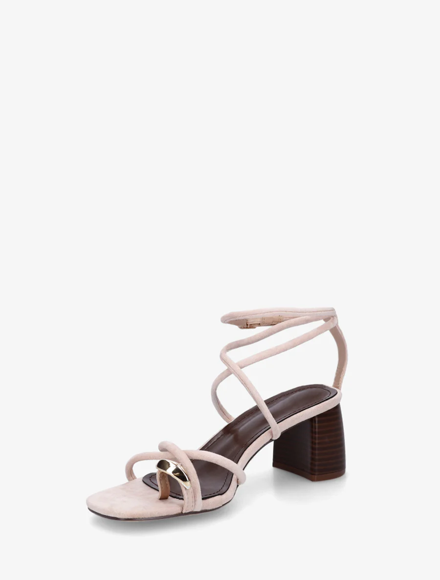Sandalen met fijne bandjes en metalen inzetstuk - Roos - Image 3