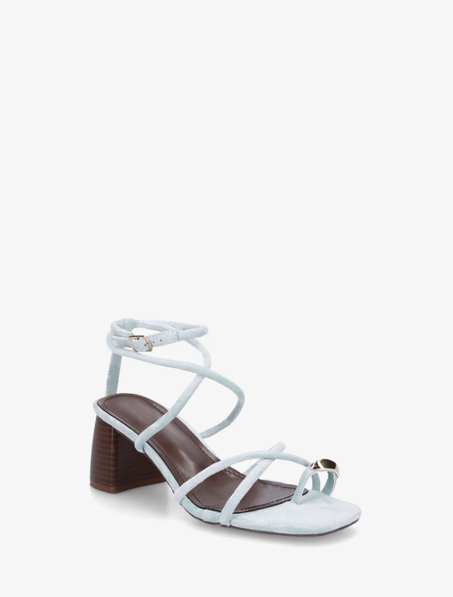 Sandalen met fijne bandjes en metalen inzetstuk - Lichtblauw - Image 2