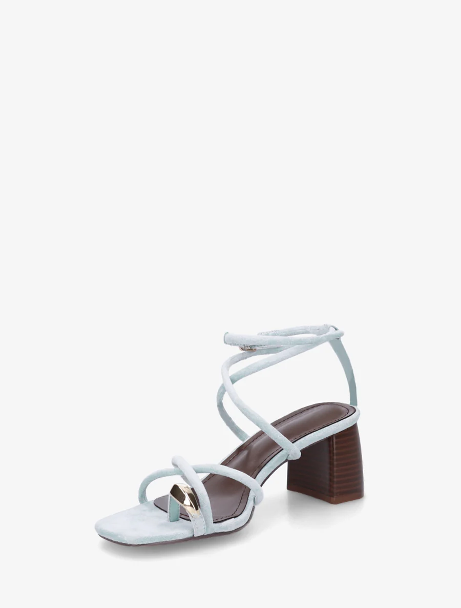 Sandalen met fijne bandjes en metalen inzetstuk - Lichtblauw - Image 3
