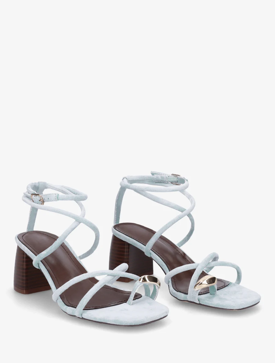 Sandalen met fijne bandjes en metalen inzetstuk - Lichtblauw - Image 4