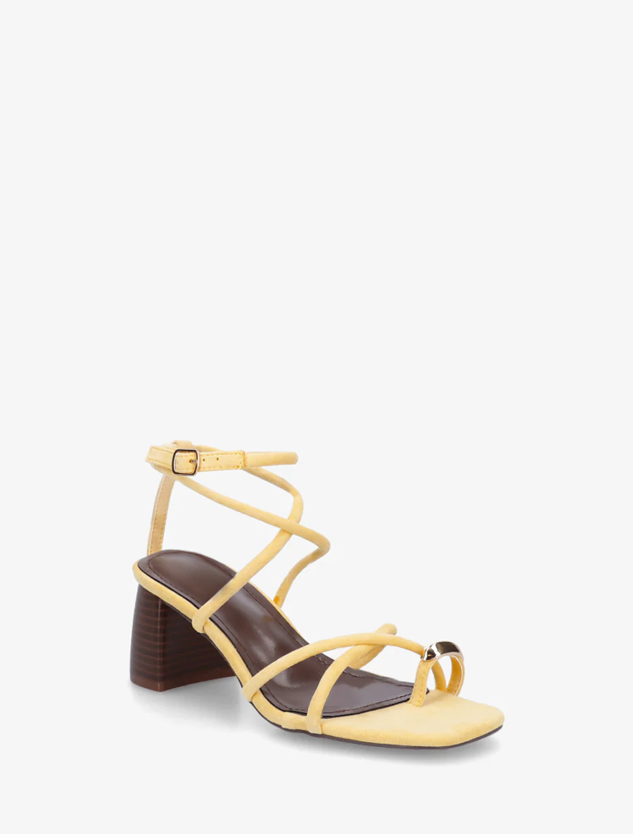 Sandalen met fijne bandjes en metalen inzetstuk - Geel - Image 2