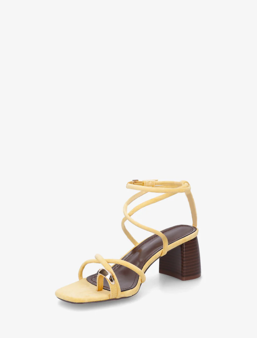 Sandalen met fijne bandjes en metalen inzetstuk - Geel - Image 3