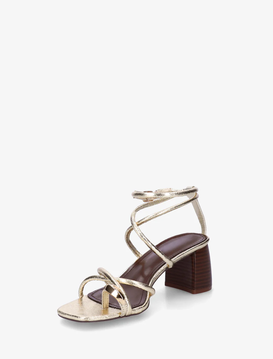 Sandalen met fijne bandjes en metalen inzetstuk - Goud - Image 3