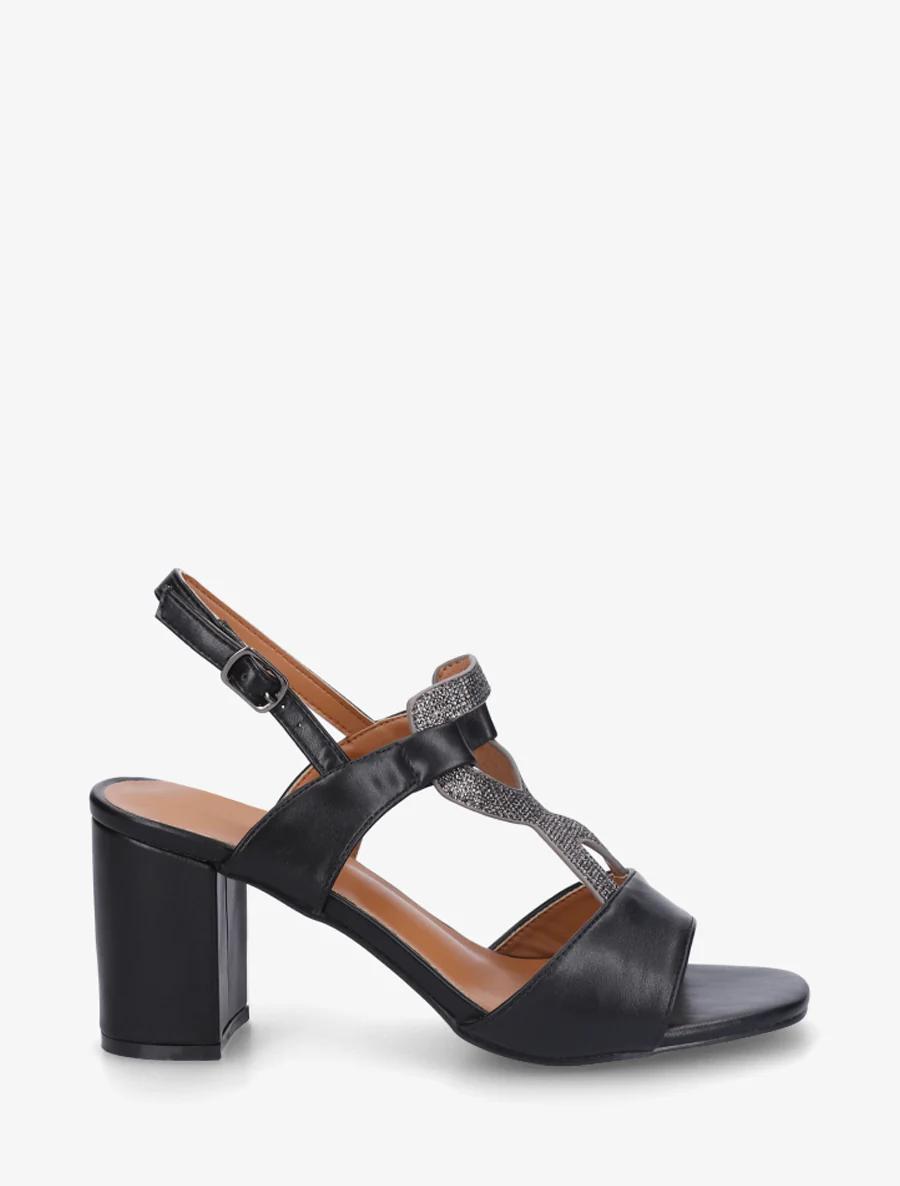 Sandalen met iriserend inzetstuk - Zwart