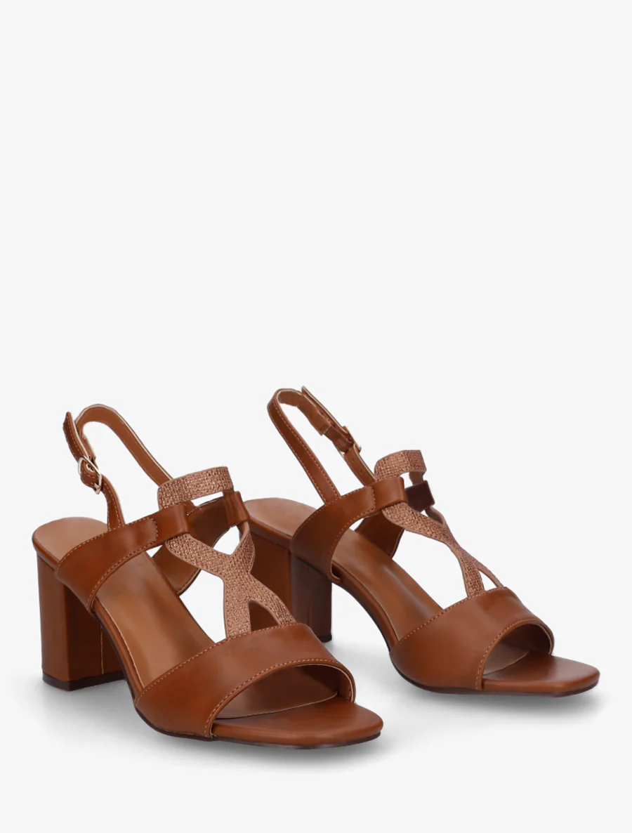 Sandalen met iriserend inzetstuk - Bruin - Image 4