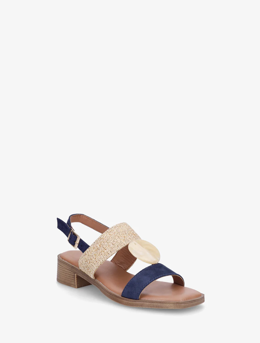 Sandalen met siersteen inzetstuk in steenstijl - Marine - Image 2