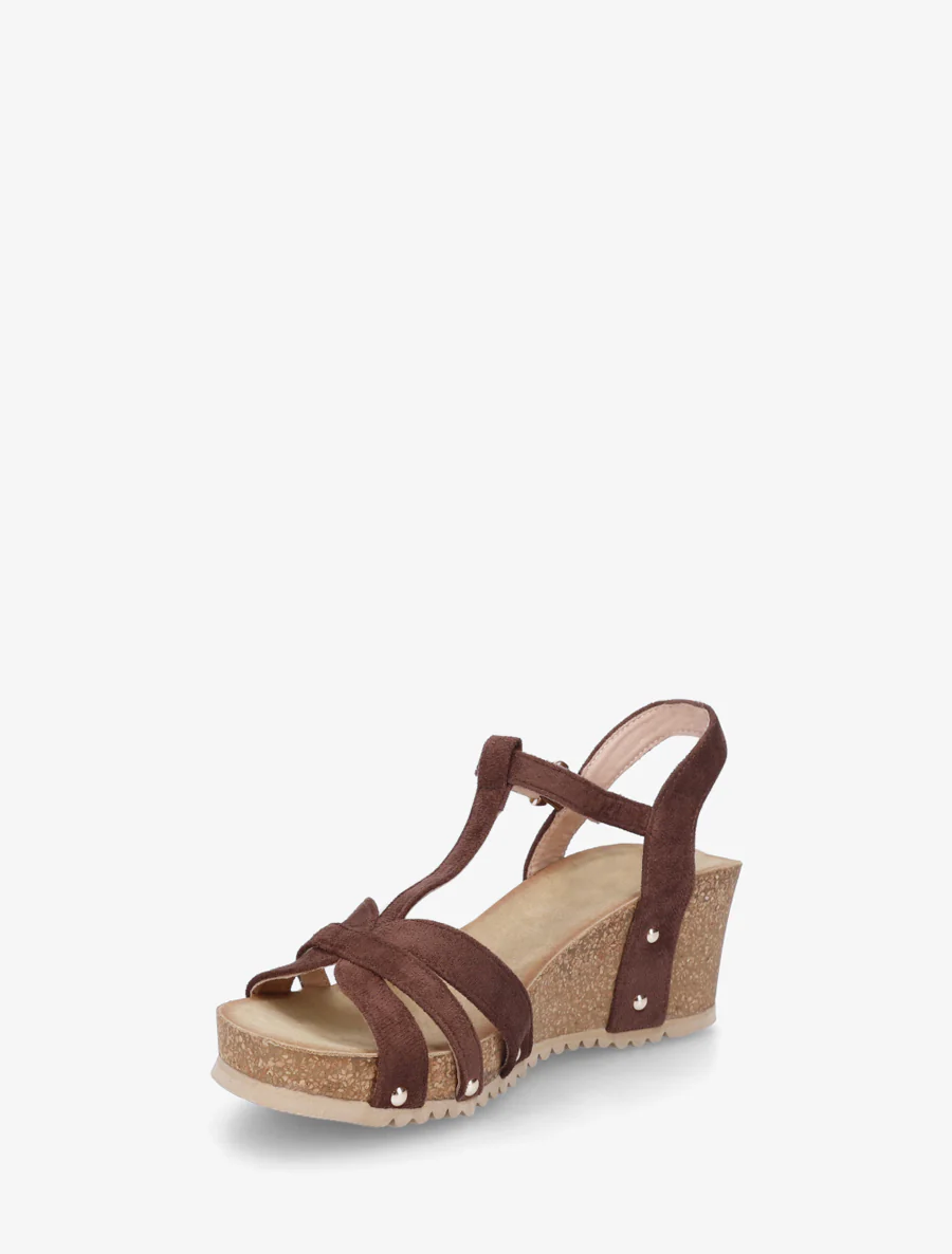 Sandalen van suèdine met T-bandje - Bruin - Image 3