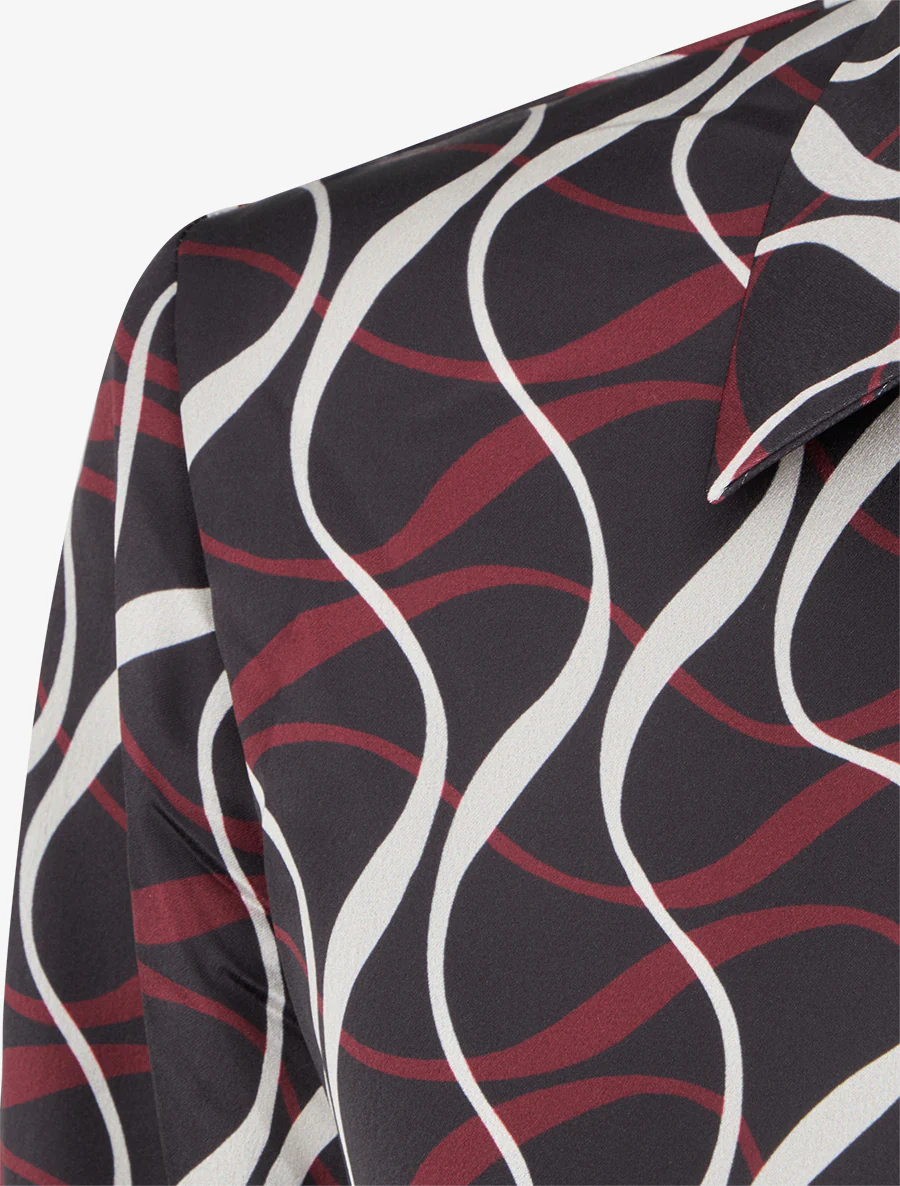 Satijnen blouse met grafische print - Zwart - Image 3