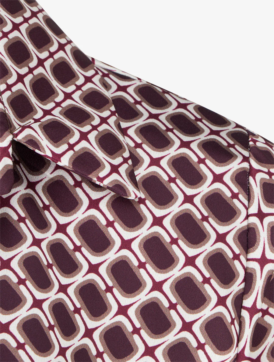 Satijnen blouse met jaren '70 print - Paars - Image 3
