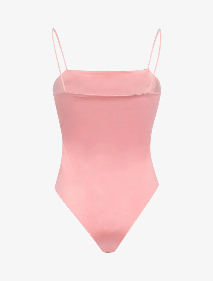 Satijnen body met uitgesneden zijkanten - Roos - Image 2