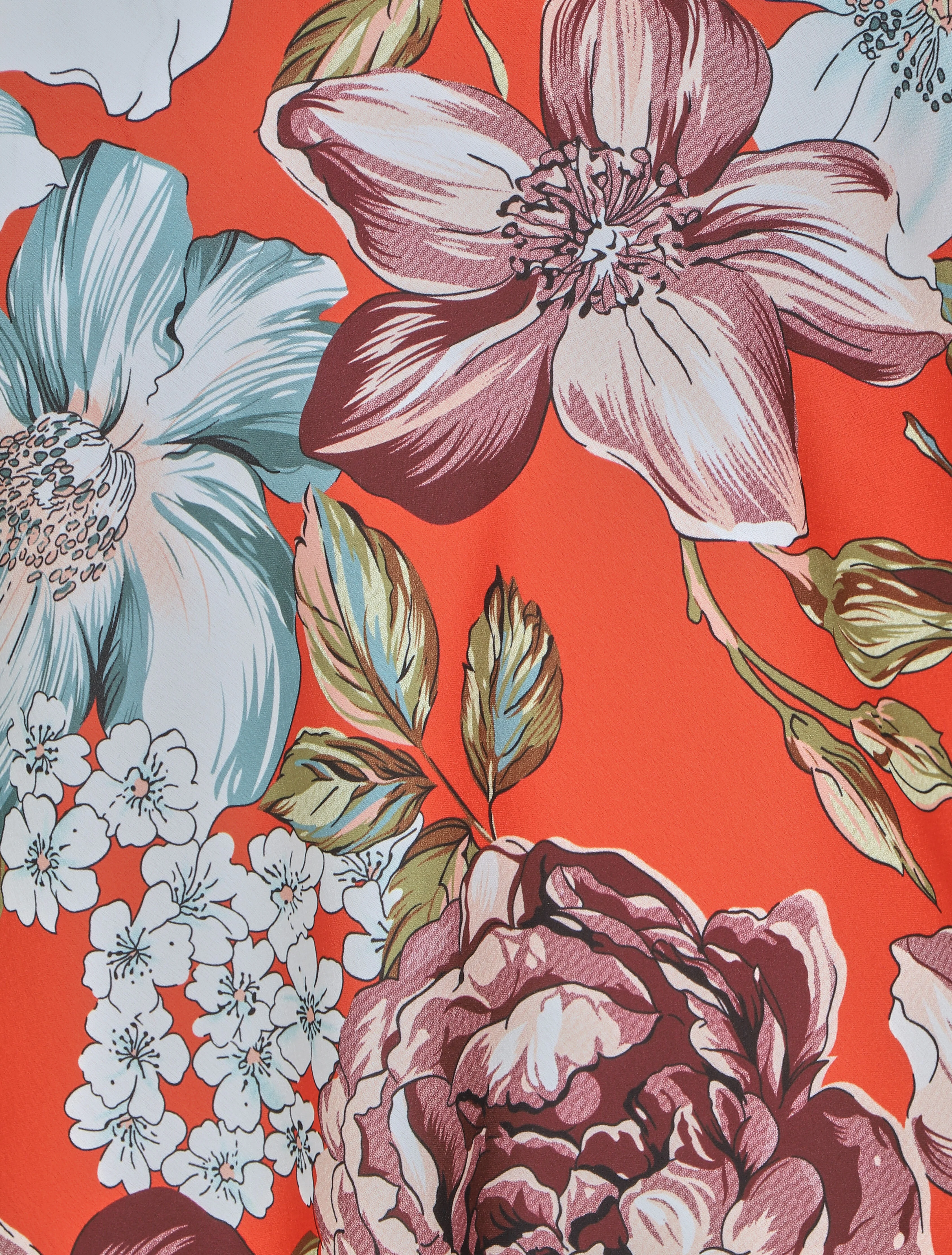 Satijnen hemdje met bloemenprint - Rood - Image 3