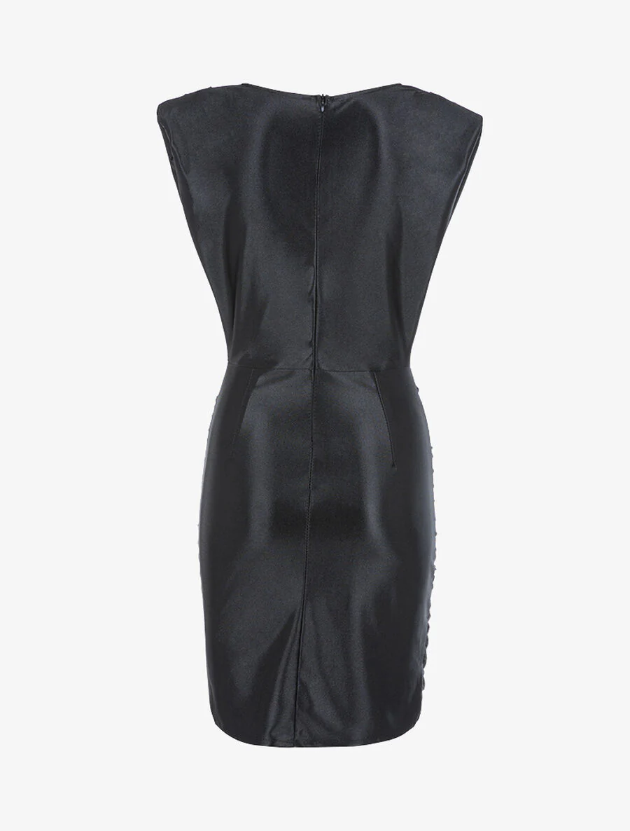 Satijnen jurk in jaren 80-stijl - Zwart - Image 2
