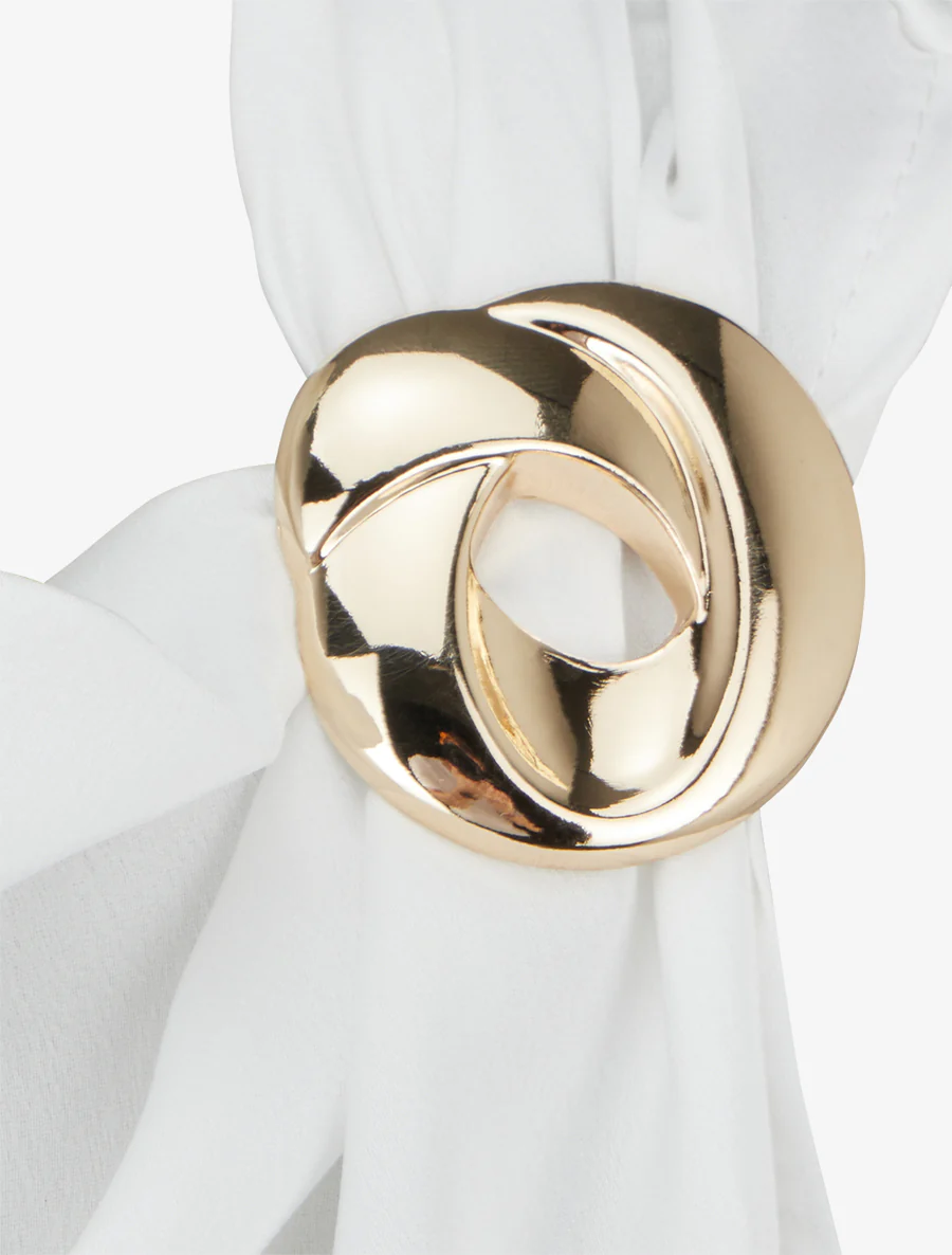Satijnen top met metalen juweel - Wit - Image 3