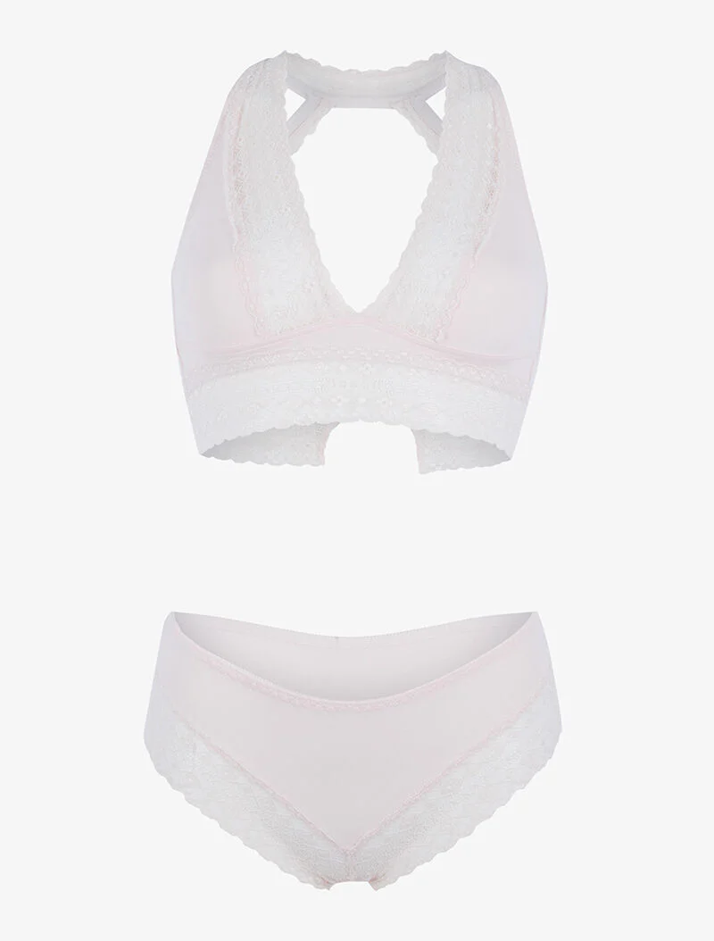 Set bustier bh zonder beugels - lichtroze - roze oranje