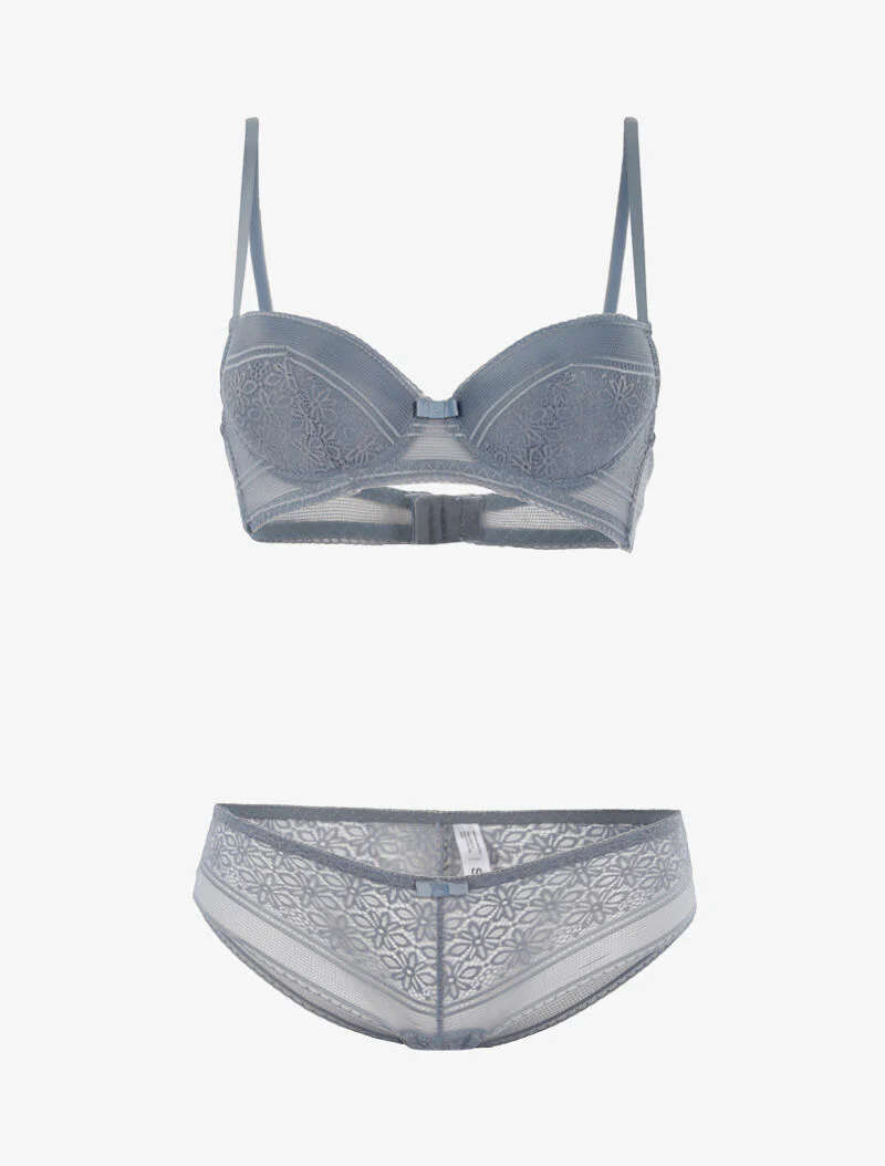 Kantenset met netstof en slip - lichtgrijs