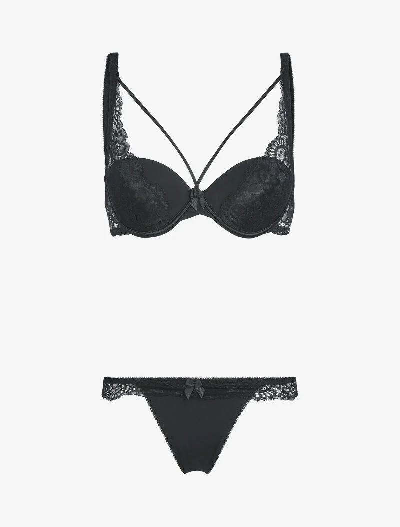 Kant en string set - zwart