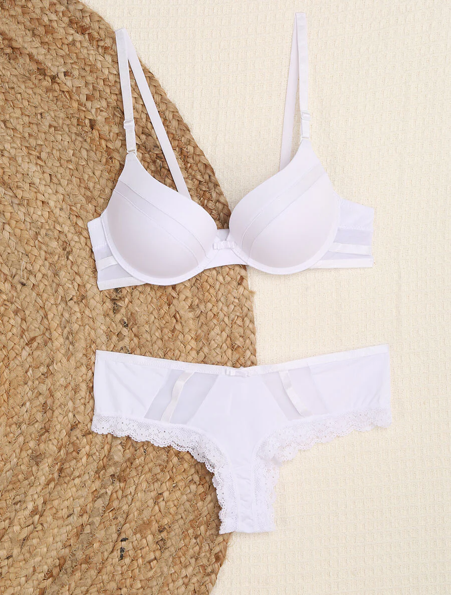 Set met tule rand - Wit