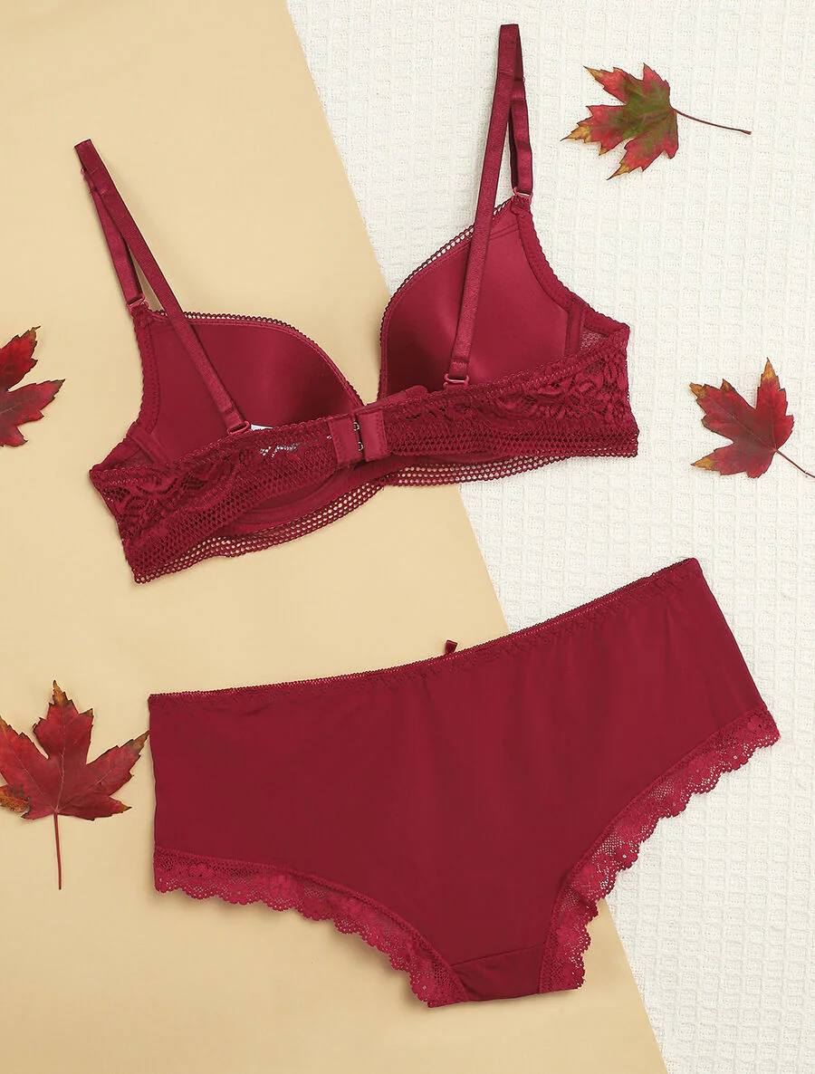 Set push-up met bloemenborduursel en shorty - Pruim - Image 2