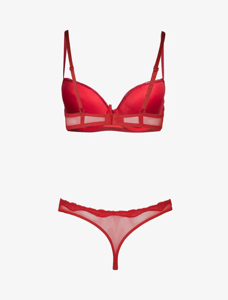 Satijnen push-up set - rood - Image 2